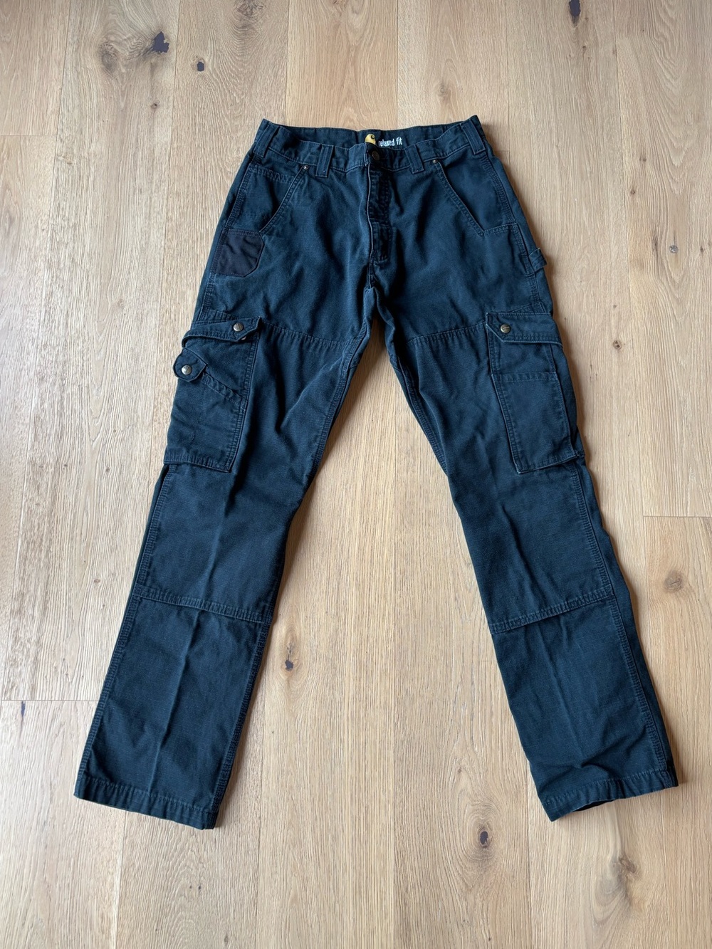 Carhartt Double Knee Ripstop Cargo Men’s Work Pants, Black, Relaxed Fit B342 32